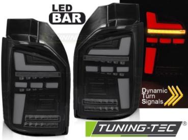 Voll LED Lightbar Rückleuchten für VW T6 15- Schwarz Smoke (Heckklappe /Halogen)